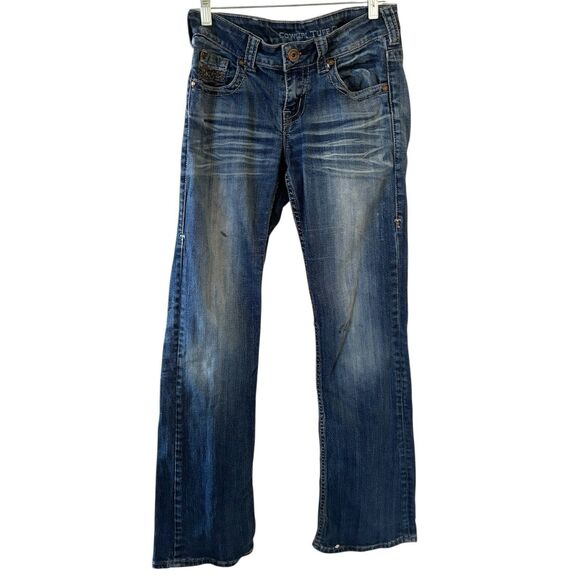 Cowgirl Tuff Denim - Cowgirl Tuff Womens Bootcut Jeans 26/33 Blue Don't Fence Me In Western Cowgirl